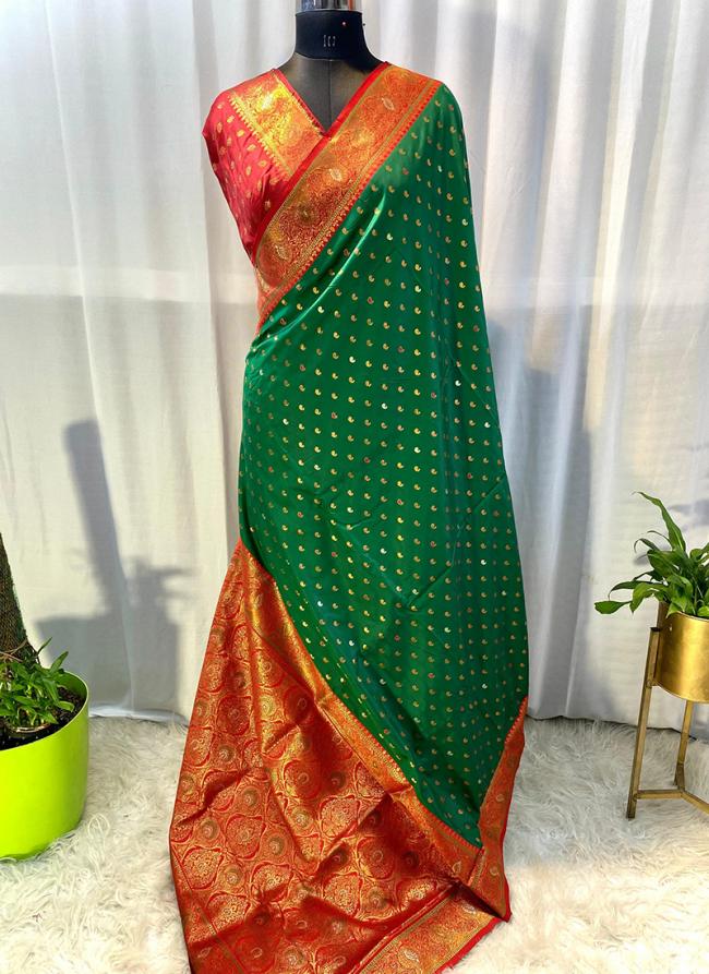 Pure Paithani Silk Green Wedding Wear Weaving Saree